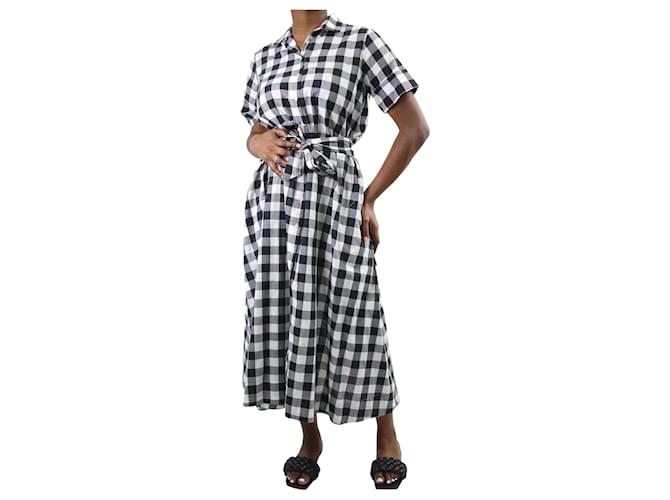 Lisa Marie Fernandez Black check midi dress with belt - size IT 42/44 White Polyester  ref.983866