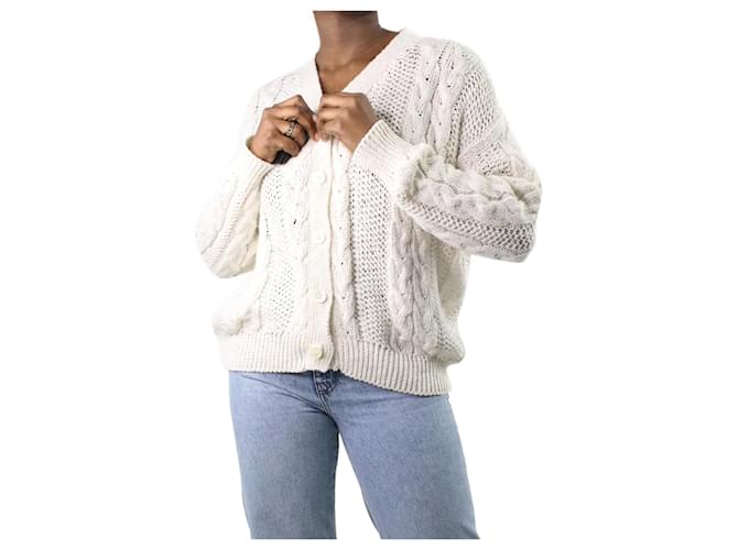 Autre Marque Cream knitted cardigan - size L Linen  ref.983873