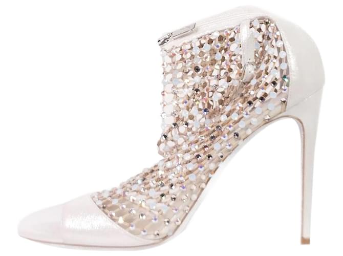 Rene Caovilla Silver embellished Galaxia sandals - size EU 39.5 Silvery Leather  ref.983955