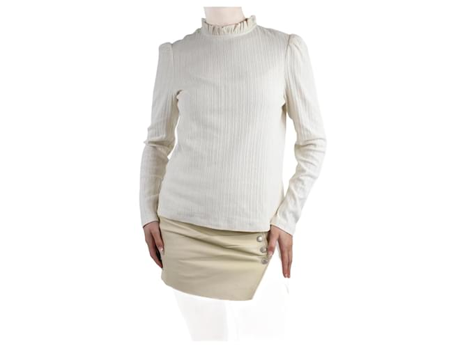 Autre Marque Cream high-neck ribbed long-sleeve top - size UK 12 Cotton  ref.984004