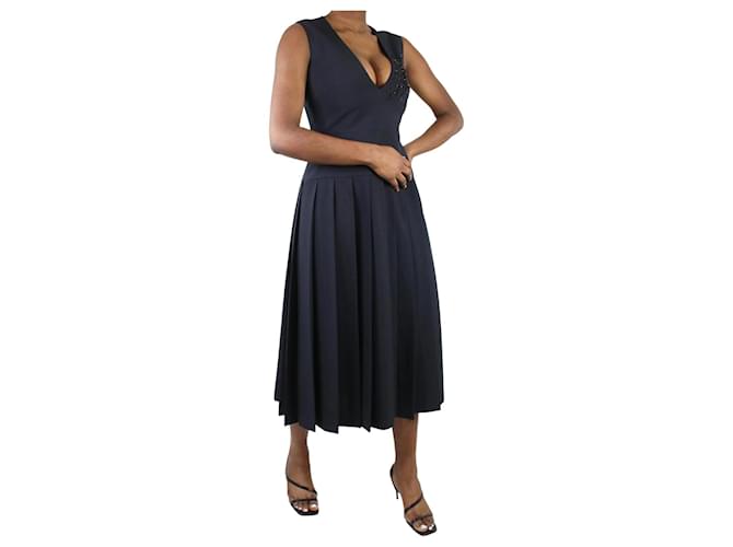 Autre Marque Blue sleeveless beaded dress - size US 6 Wool  ref.984029