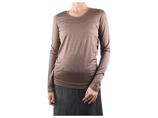 Loro Piana Brown long-sleeve cashmere-blend top - size IT 42 ref