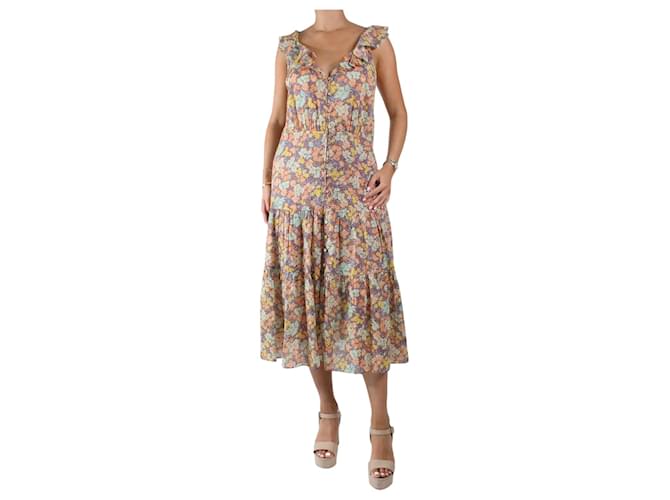 Veronica Beard Multicolour sleeveless floral midi dress - size UK 10 Multiple colors Cotton  ref.984149