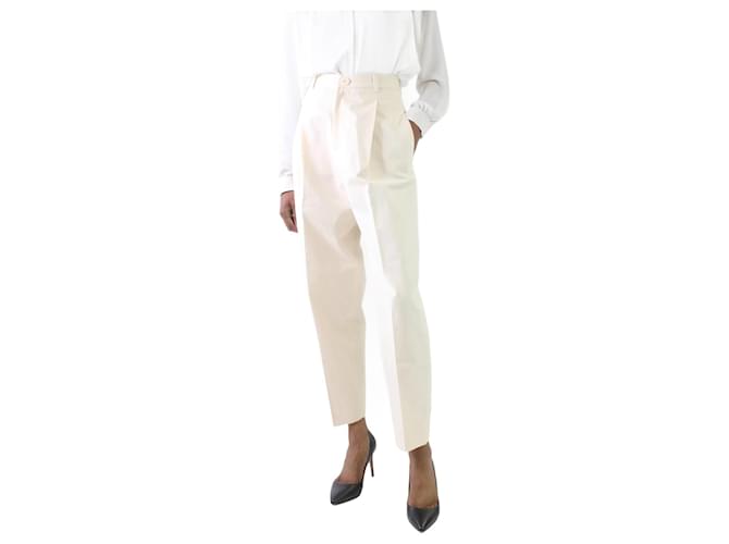 Autre Marque Pantalon plissé crème - Taille XS Coton Écru  ref.984196