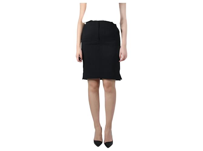 Balenciaga Black pencil knee-lenght skirt - size UK 10 Wool  ref.984223