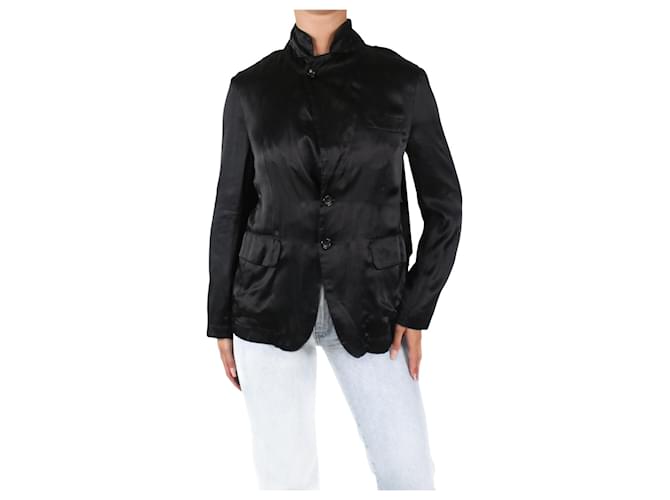 Comme Des Garcons Black belted satin jacket - size UK 8 Silk  ref.984253