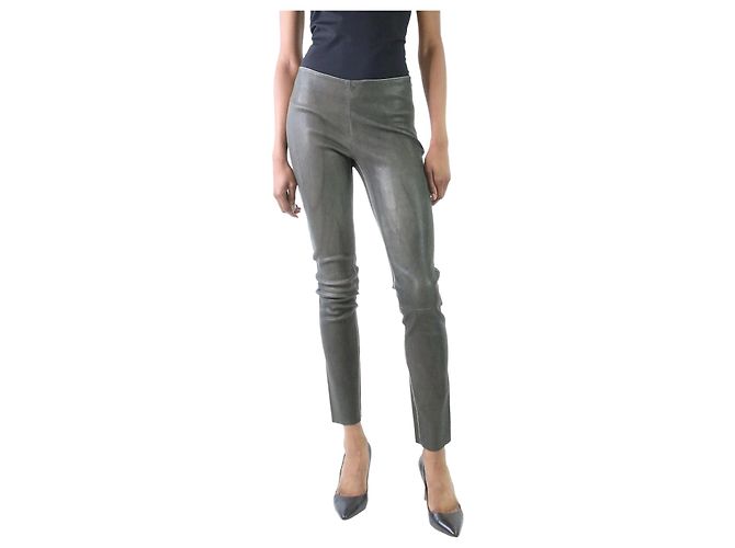 Drome Graue Slim-Fit-Hose aus Leder – Größe S