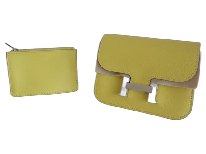 Constance Slim Hermès purse Yellow Leather  ref.984355