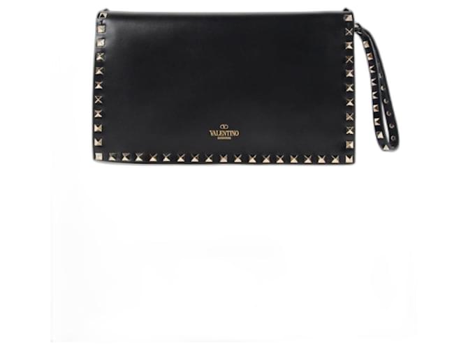 Valentino Garavani clutch rockstud Black Leather ref.984367 Joli