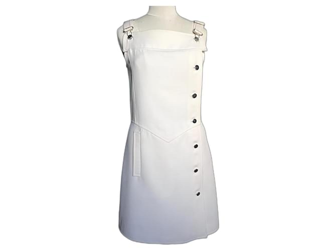 Courreges Courrèges dress with straps Cream Eggshell Wool  ref.984376