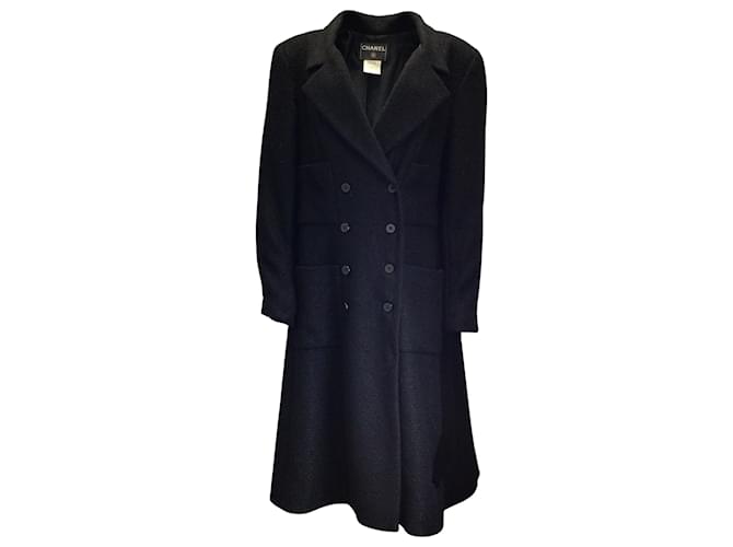 Chanel Black Vintage 2001 lined Breasted Silk Lined Wool Tweed