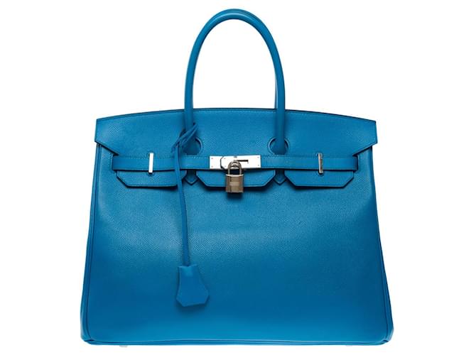 Hermès HERMES BIRKIN BAG 35 in Blue Leather - 101248  ref.984432