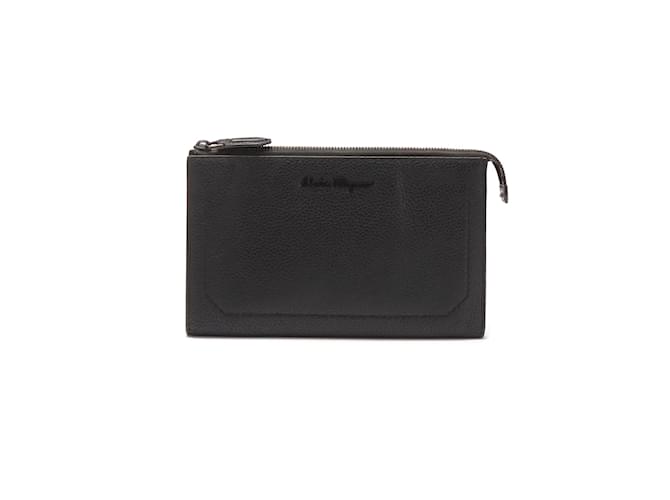 Salvatore Ferragamo Leather Clutch Bag Black  ref.984472