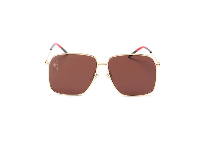 Gucci Square Tinted Sunglasses Brown Metal  ref.984496