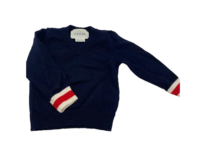 GUCCI  Knitwear T.fr 1 mois - jusqu'à 55cm wool Navy blue  ref.984523