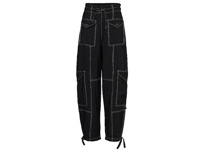 Ganni Un pantalon, leggings Polyester Viscose Noir  ref.984540