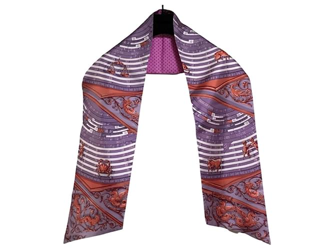 Hermes Twilly Scarf Scarves Silk Purple Multi Color