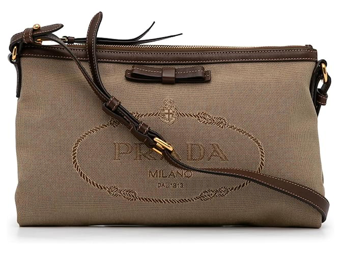 Prada Jacquard Fabric Trim Crossbody Bag