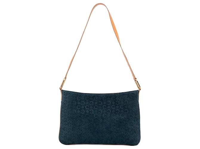Céline Celine Blue C Macadam Shoulder Bag Navy blue Suede Leather  ref.985009
