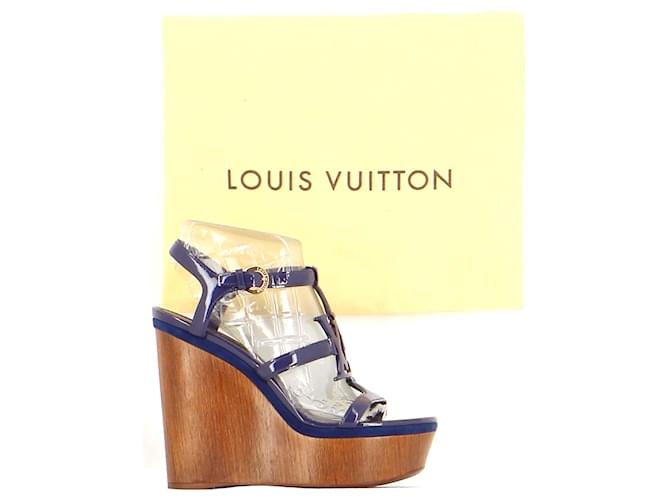 Louis Vuitton Sandales Cuir Bleu Marine  ref.985071