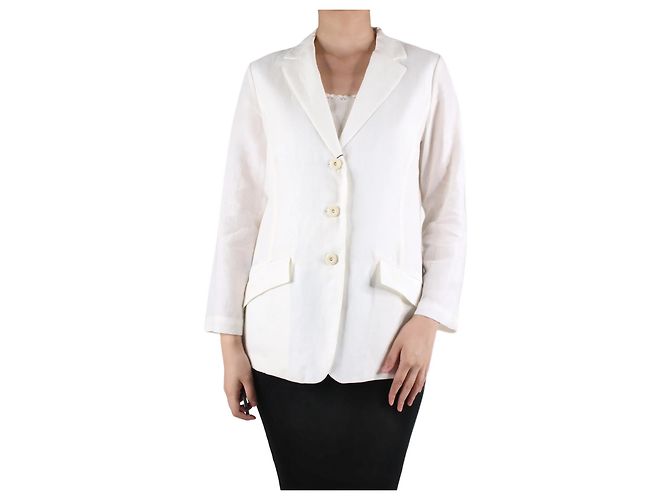 Colombo White linen blazer - size UK 14