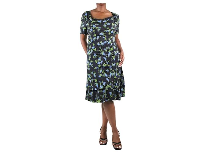 Altuzarra Black floral printed dress - size UK 14 Silk  ref.985209