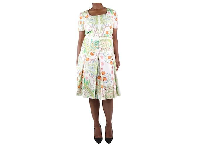 Gucci Multi round-neckline midi floral dress - size UK 14 Multiple colors Cotton  ref.985210