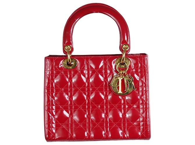 Christian Dior Pre-owned Small Cannage Lady Dior Handbag - Red