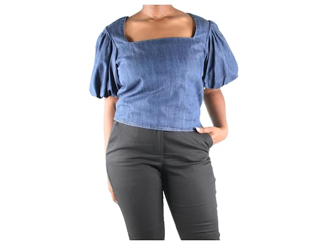 Frame Denim Blusa jeans azul manga bufante - tamanho L Algodão  ref.985225