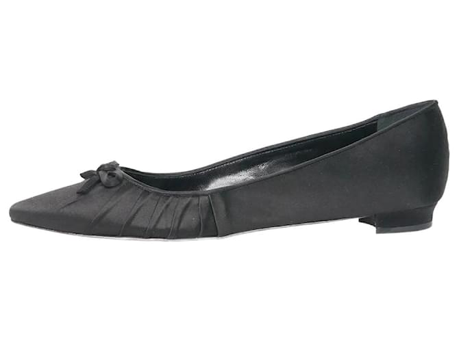 Manolo Blahnik Schwarze flache Schuhe mit spitzer Zehenpartie – Größe EU 40.5  ref.985234