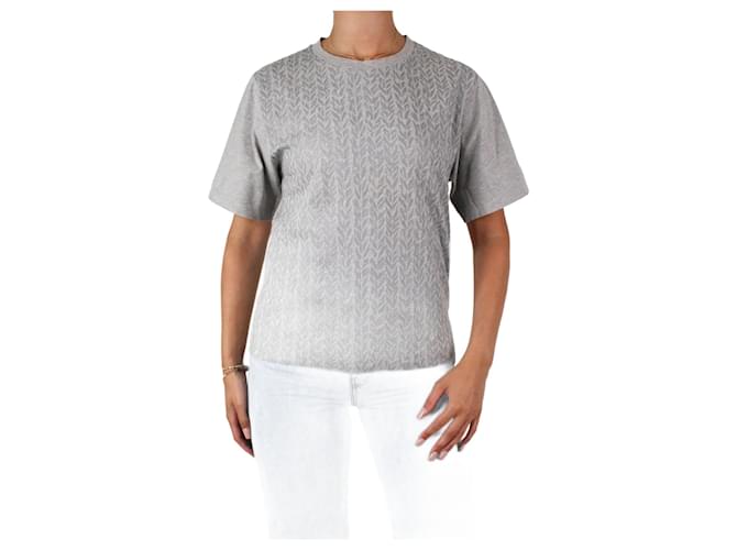 Balenciaga Graues T-Shirt mit reflektierendem Aufdruck – Größe M Baumwolle  ref.985263