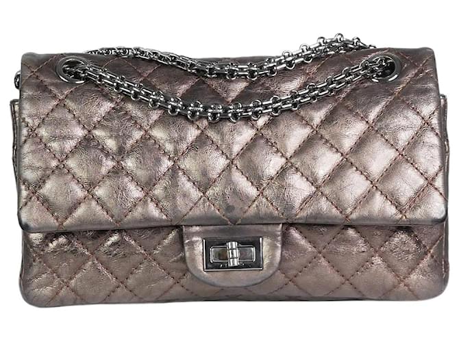 Chanel Metallic Silver Quilted Lambskin Leather Medium Double Flap