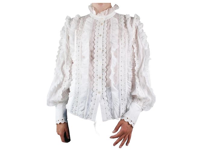 Alice by Temperley Camicetta bianca con volant e ricami - taglia UK 12