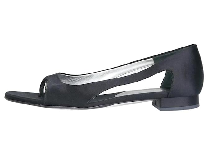Prada Offene Schuhe aus schwarzem Satin – Größe EU 37  ref.985325