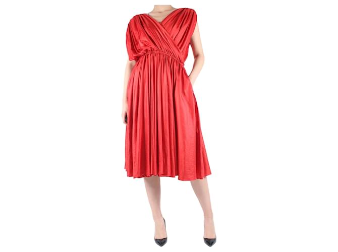 Bottega Veneta Red sleeveless pleated dress - size IT 42 Polyester  ref.985379