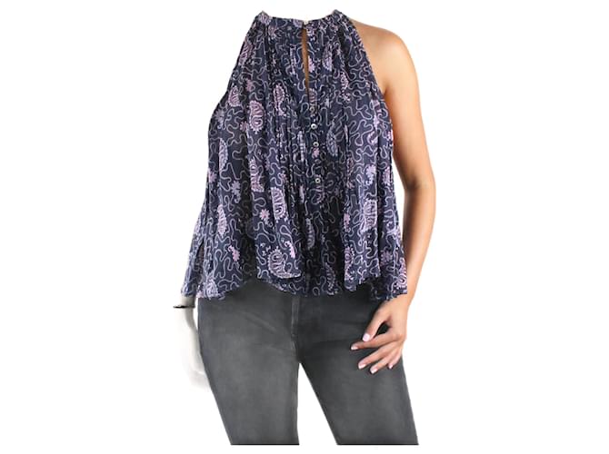 Isabel Marant Etoile Blue printed sleeveless blouse - size FR 38 Cotton  ref.985401
