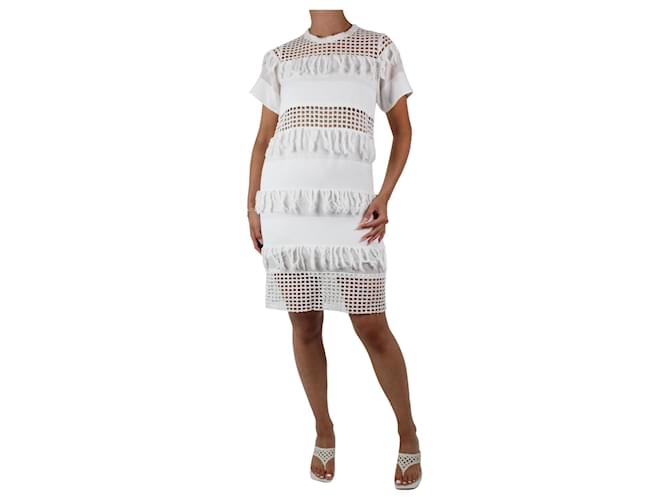 Sea New York Weißes Kleid mit Fransen und Ausschnitten – Größe US 4 Baumwolle  ref.985420