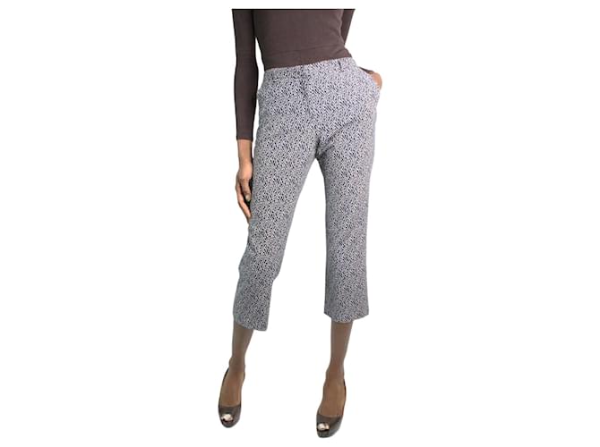Weekend Max Mara Blue printed trousers - size UK 10 Cotton  ref.985453
