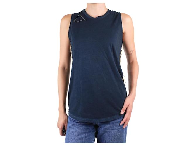 Autre Marque Blue sleeveless safety pins top- size S Cotton  ref.985549