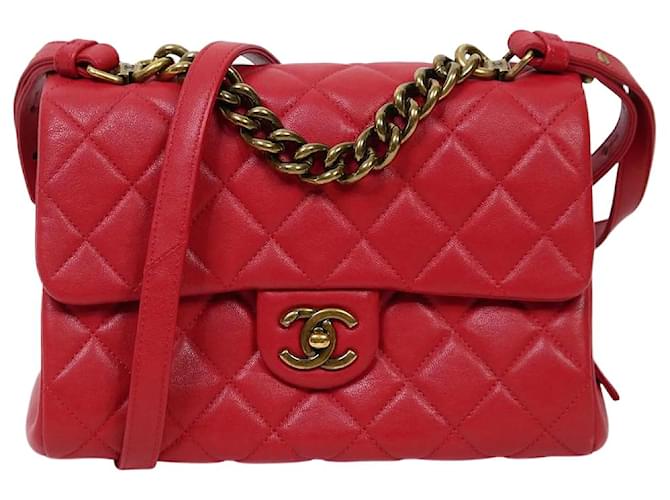 Chanel Red lambskin 2017 flap bag ref.985618 - Joli Closet