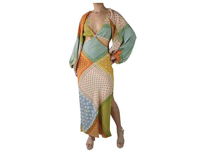 Autre Marque Multicoloured floral patchwork cut-out dress - size XS Multiple colors Viscose  ref.985656