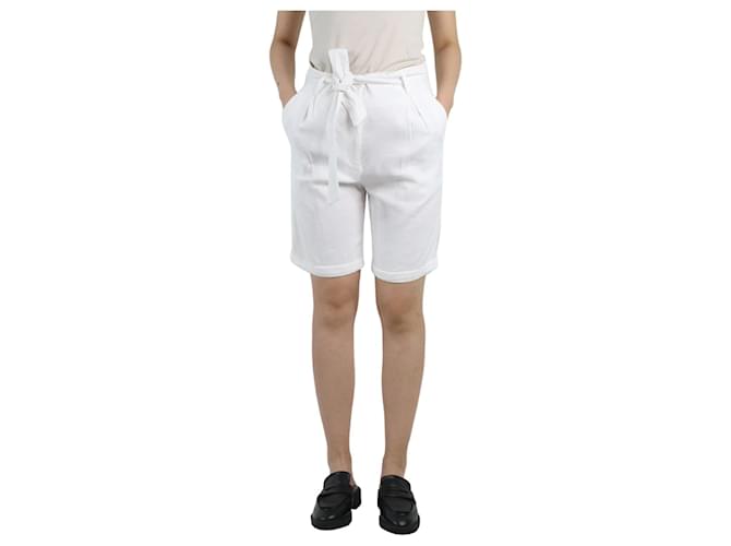 Autre Marque White belted high-waisted shorts - size UK 8  ref.985678