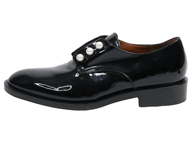 Givenchy Black patent leather pearl detail loafers - size EU