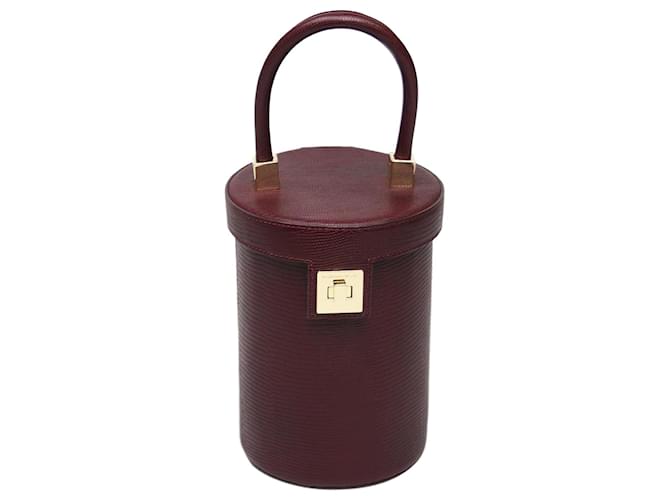 Autre Marque Burgundy bucket bag with flap and top handle Dark red Leather  ref.985717