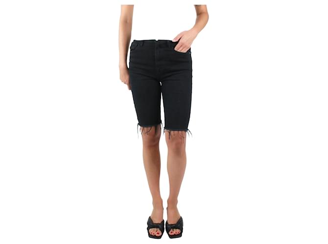 Frame Denim Black distressed hem knee-length denim shorts - size UK 8 Cotton  ref.985797