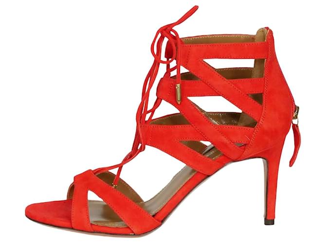 Aquazzura Red Beverly Hills 75 Heeled Sandals - size EU 37  ref.985850