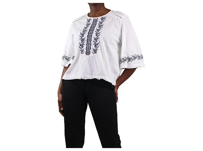 Autre Marque White embroidered blouse - size UK 12 Cotton  ref.985862