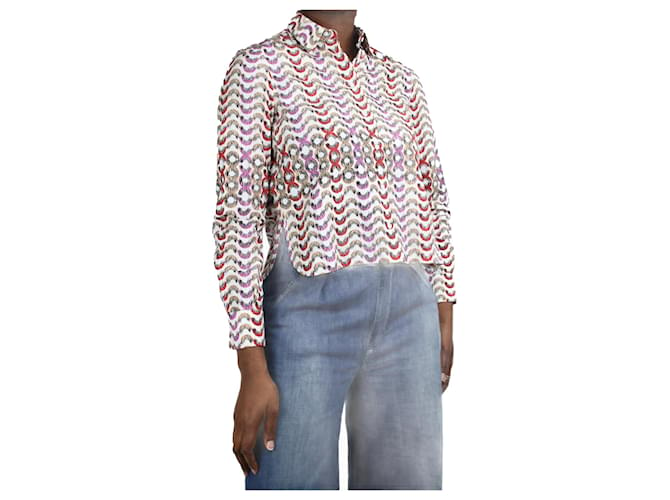 Alaïa Multicoloured long-sleeved printed shirt - size FR 38 Multiple colors Cotton  ref.985895