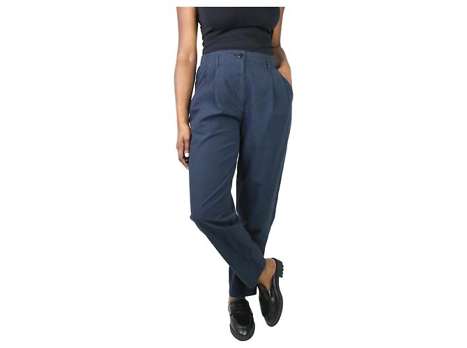 Pomandère Calça plissada frontal azul marinho - tamanho IT 42