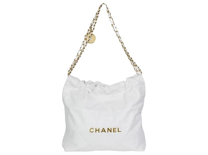 Pre-Owned Chanel 22 Chain Ladies Handbag AS3980 Calf White (Like New) 